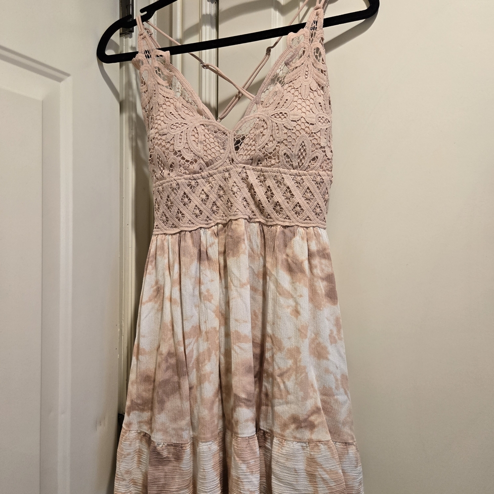 J for Justify Pink Lace Tie-Dye Mini Dress